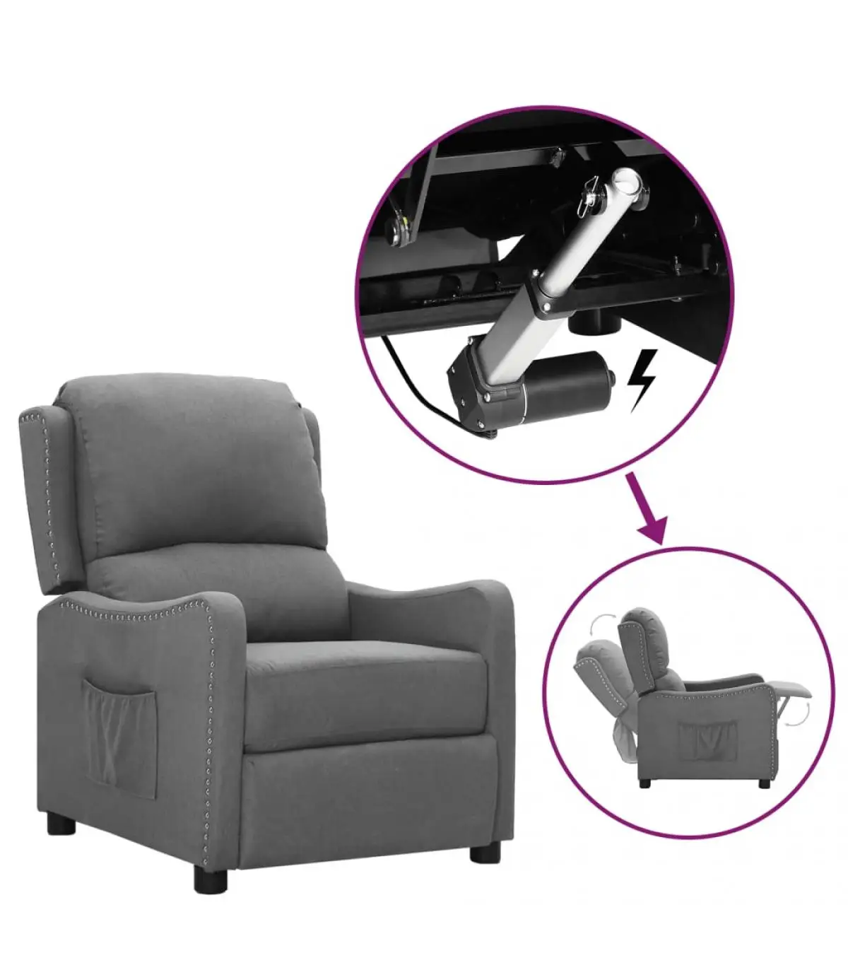 Light gray fabric lifting recliner armchairs