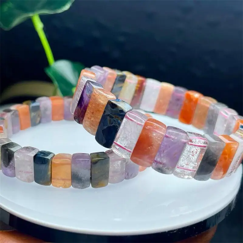 10-16MM Natural Colored Crystal Quartz Bangle Handmade Crystal Jewelry Stretch Children Birthday Gift 1PCS