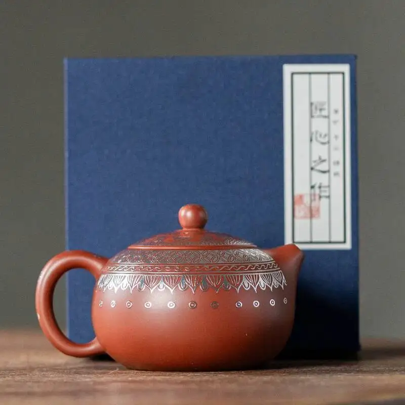 Purple Clay Silver Plated High End Single One Person Xishi Teapot For Home And Office Use New Model With Filter