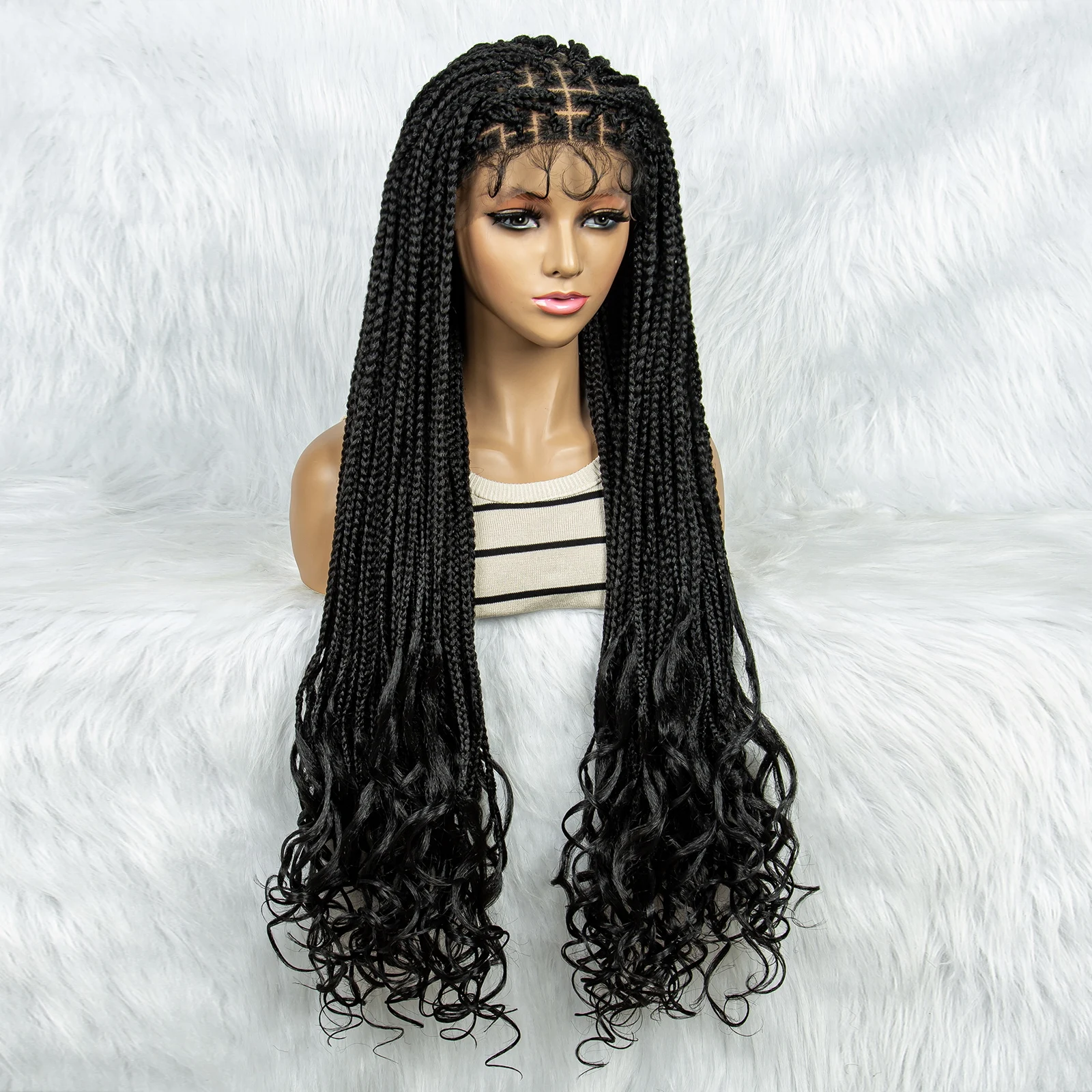 شعر مستعار مضفر الاصطناعية 9x6 الدانتيل الجبهة الباروكات مع شعر الطفل ماكس الدانتيل شعر مستعار مضفر مع بوهو تجديل موجة المياه للنساء السود