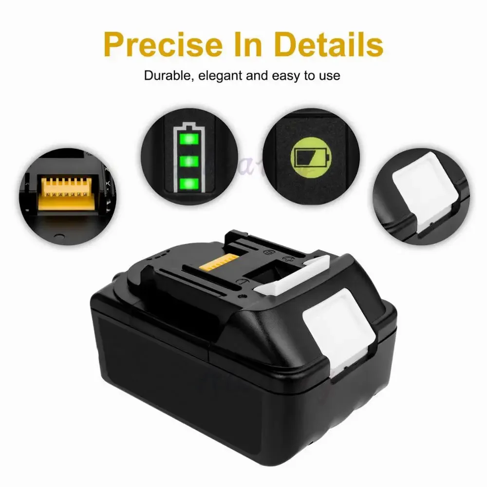 Original 18V 4.0Ah Rechargeable Li-Ion Battery Replacement Power Tool Battery for MAKITA BL1880 BL1860 BL1830+3A Charger