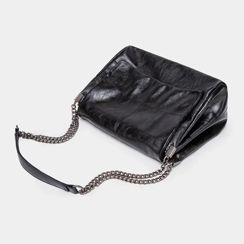 Purse Bag Women\'s New Trendy Black Rock Style Flip Bag Chain Strap Single Shoulder Crossbody Stray Bag bags for women