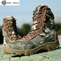 Spring Men Tactical Boots High Top Canvas Round Toe Zipper Lace Up Combat Boot Mens Ankle Casual Desert Shoes