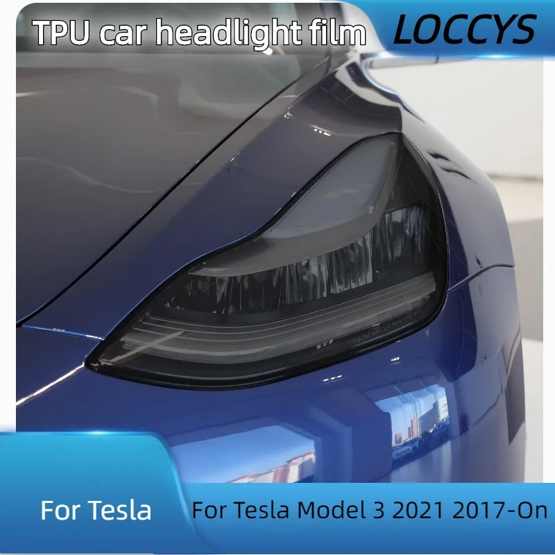 

For Tesla Model 3 2021 2017-On Car Headlight Tint Black Protective Film Protection Taillight Transparent TPU Sticker Accessories