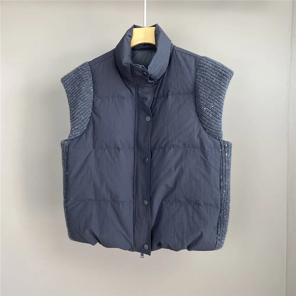 25 الخريف/الشتاء جديد الوقوف طوق مطرزة الكشمير تقسم أوزة أسفل تنوعا المرأة أسفل سترة