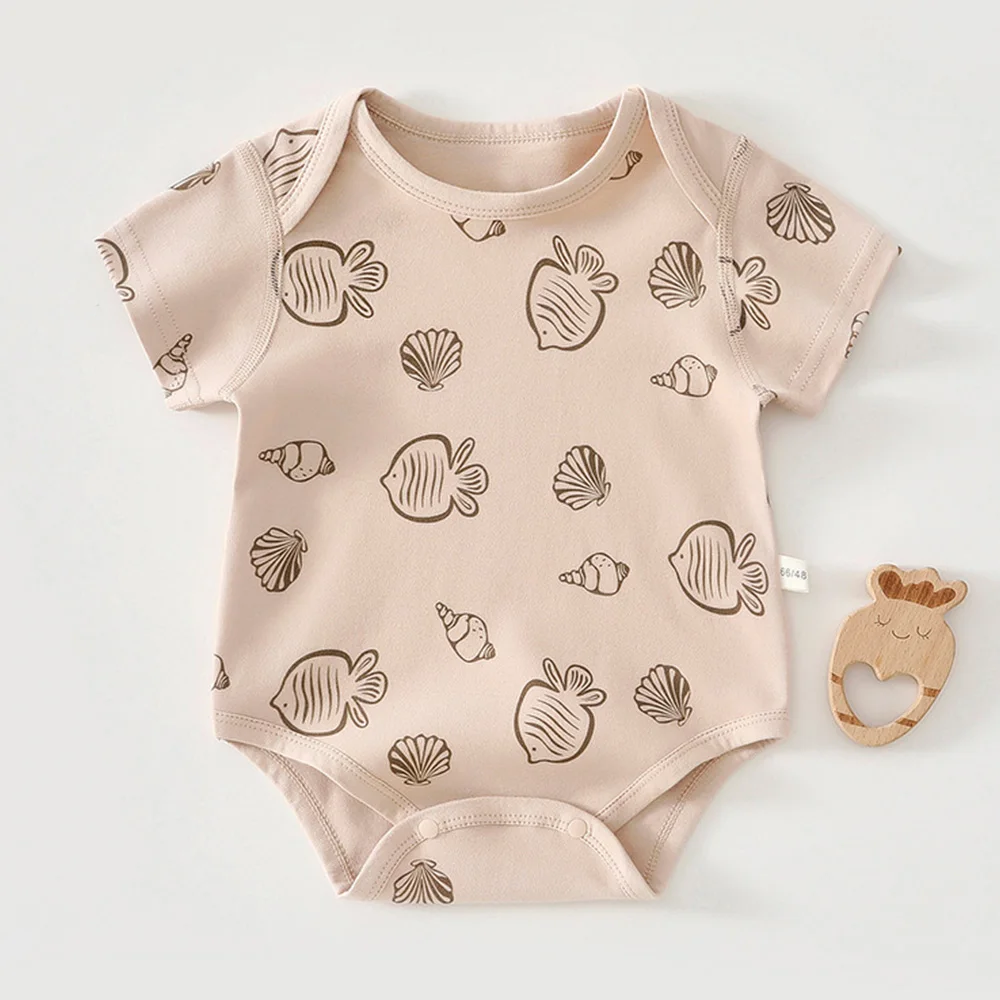 

Boutique Baby Girl Clothes 100% Cotton Baby Bodysuits Short Sleeve Cute Animal Print 1st Birthday Infant Boy Romper Wholesale