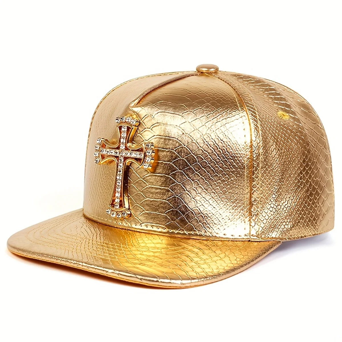 Unisex Cross Label Python patterned Leather Hip-hop Hats Spring Autumn Outdoor Adjustable Casual Baseball Caps Sunscreen Hat