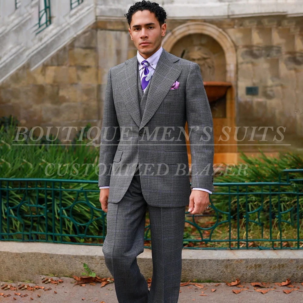 Роскошные мужские костюмы на одной пуговице, формальный облегающий костюм с лацканами, куртка из трех предметов, брюки, жилет, высококачественная деловая одежда, костюм