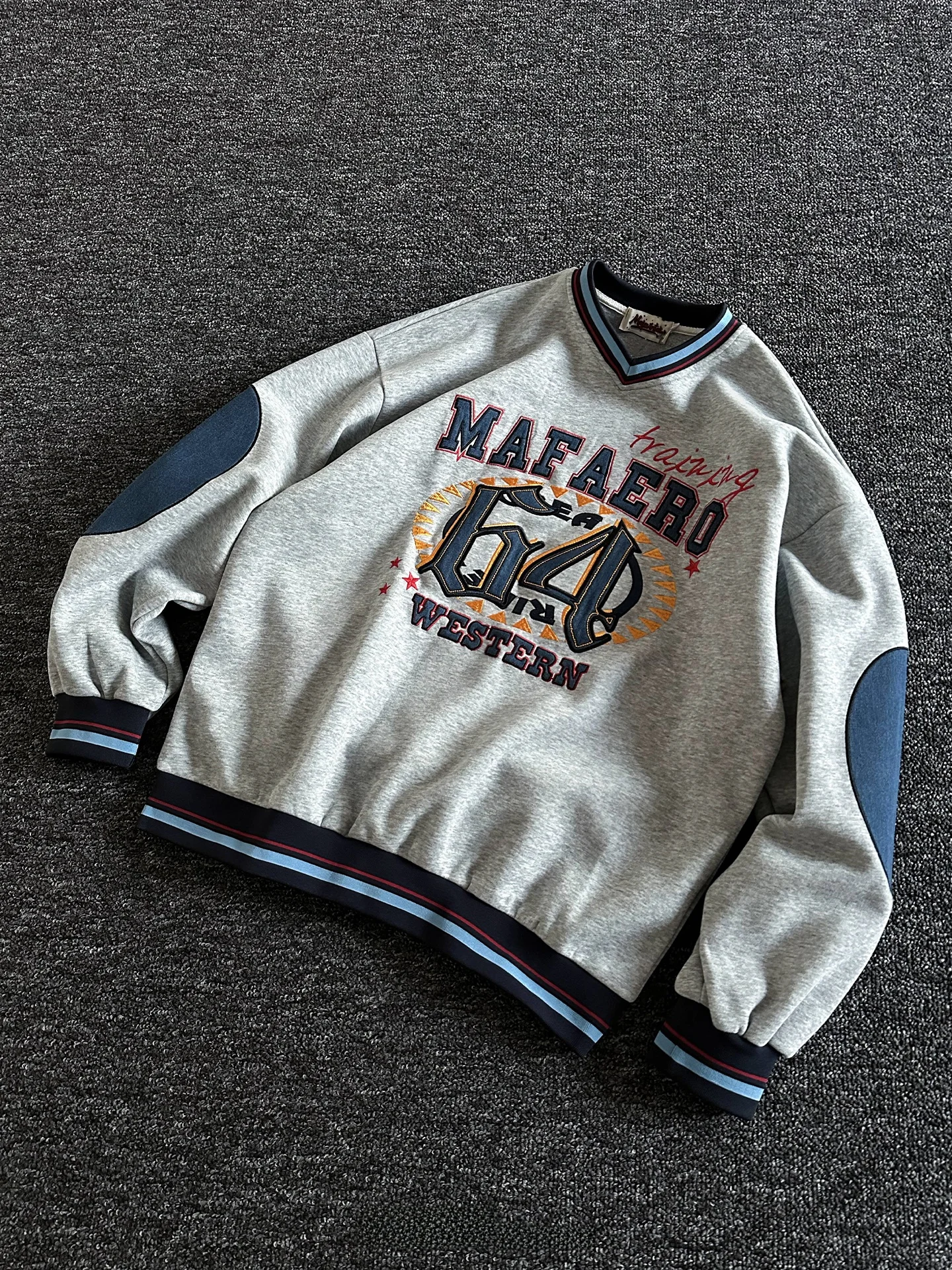 

Rise Brand American Sle Loose Fit V-Ne Embroidered Sweatirt ex Spring Casual Cotton Polyester Long Sve Hoodie