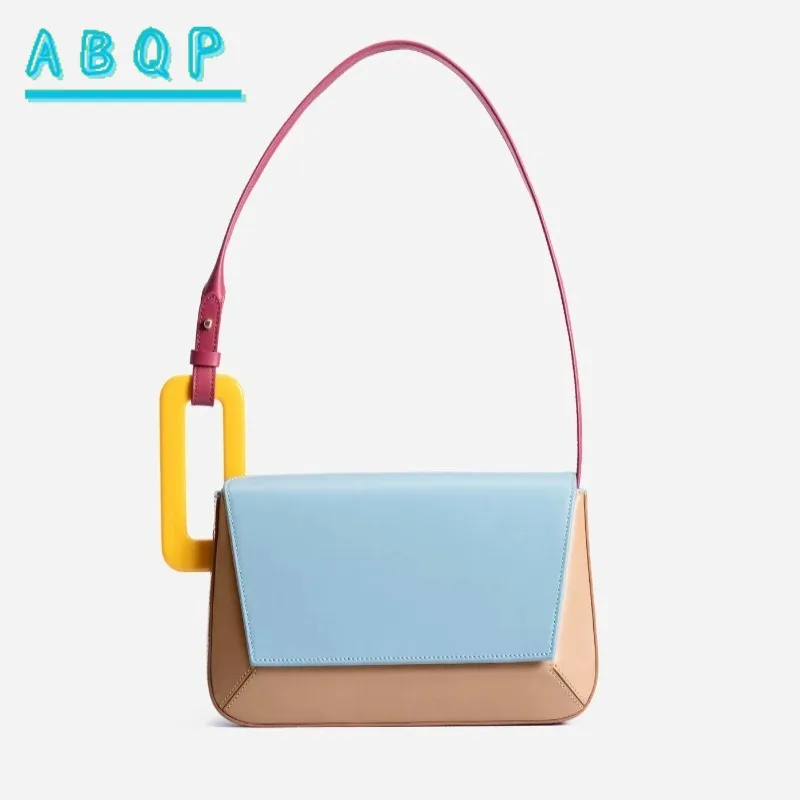 ABQP New Women's Handbag Luxury Brand Splicing Color Fashion Women's Shoulder Bag Personalized Casual Women's Bag High Quality