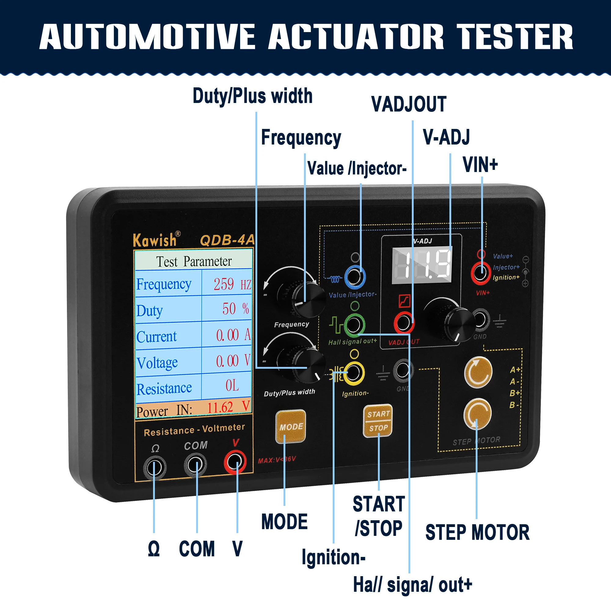 QDB-4A السيارات الإشعال لفائف اختبار حاقن الملف اللولبي صمام المهمل محرك متدرج أداة تستر كاشف الأخطاء محرك محاكاة #4