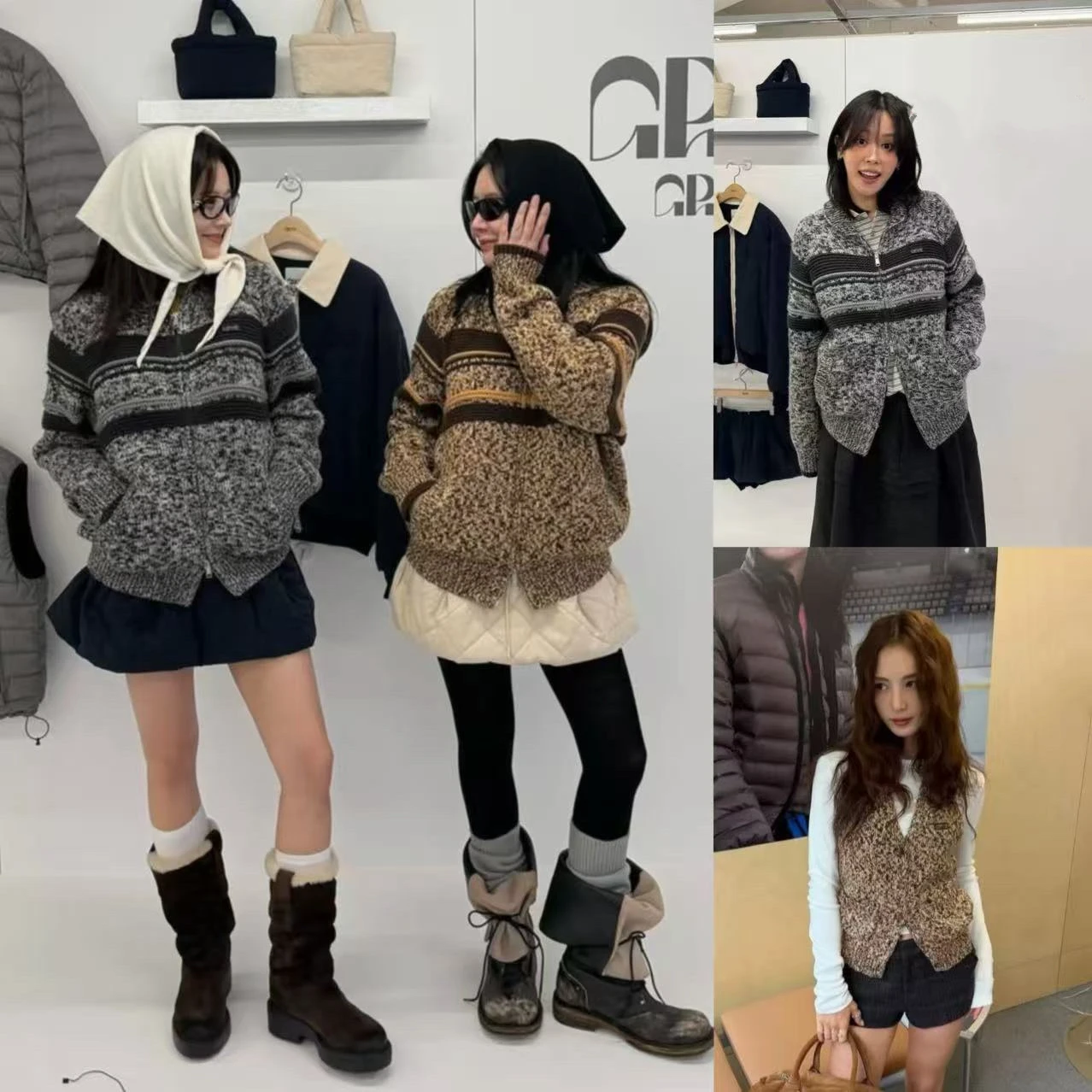 

V-Ne Knitted Zipper Vest Women's Loose Fit Korean Sle Sweater Coat Casual Wear Winter Collection Faion Trend