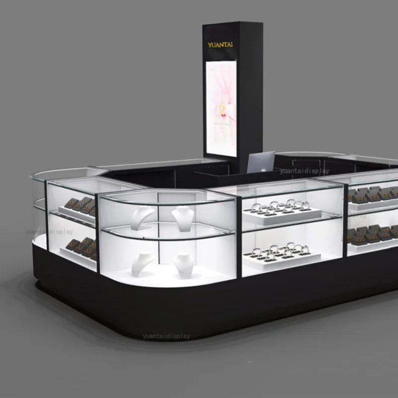 Custom high end Jewelry Display kiosk boutique watch display showcase luxury glass jewellery kiosk