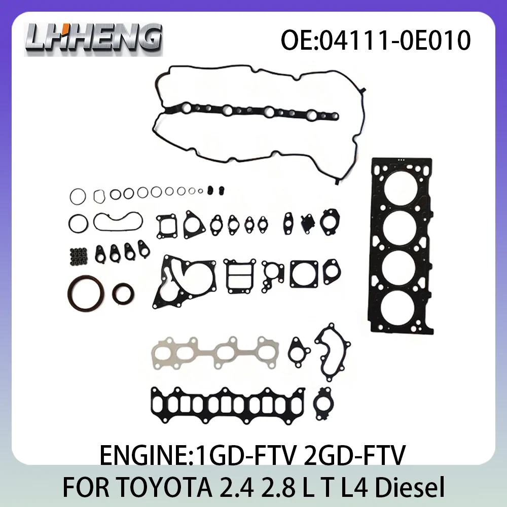 

Engine Full Overhaul Gasket Kit Rebuild Set For TOYOTA LAND CRUISER 04111-0E010 1GD-FTV 2GD-FTV 2.4 L T 2.8 L T L4 Diesel 15-24