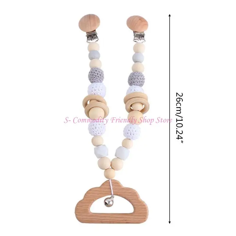 85AE Xe Đẩy Cho Bé Đồ Chơi Núm Vú Giả Dây Xích Xe Đẩy Động Lục Lạc Giường Chuông Bằng Gỗ Điều Dưỡng Răng Hàm Đậu Nành Sơ