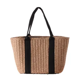 2024 Bohemian Straw Bags for Women Large Capacity Beach Handbags Summer Vintage Rattan Bag Handmade Kintted Shoulder Bags