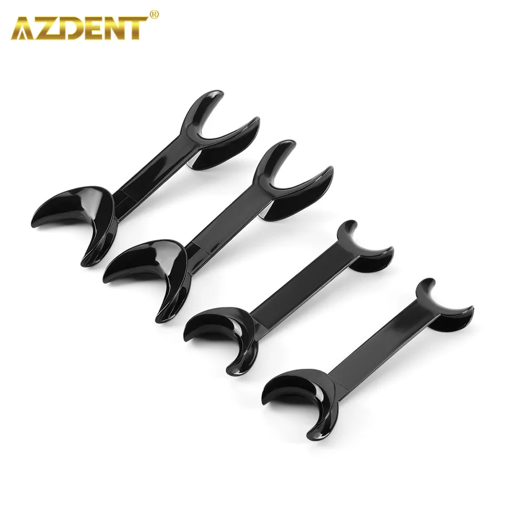 AZDENT Dental T-Shape Retractor Mouth Opener Double Head 4pcs Black Orthodontic Teeth Mouth Opener Dentistry Tools Small Large