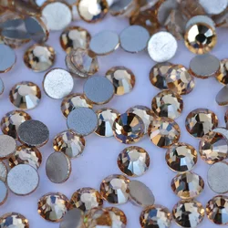Crystal Golden Shadow SS6-SS30 Glass Rhinestones Crystal Flatback Strass Gems Stones Glitter for Nail Art DIY Crafts Decorations