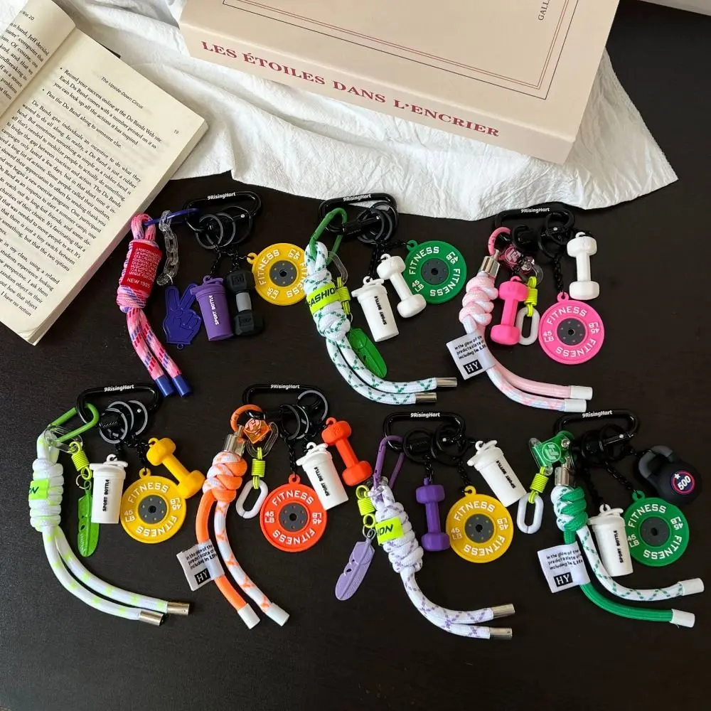 

Mini Fitness Series Pendant Colorful with D-shaped Buckle Barbell Plates Key Chain Creative Bag Charm