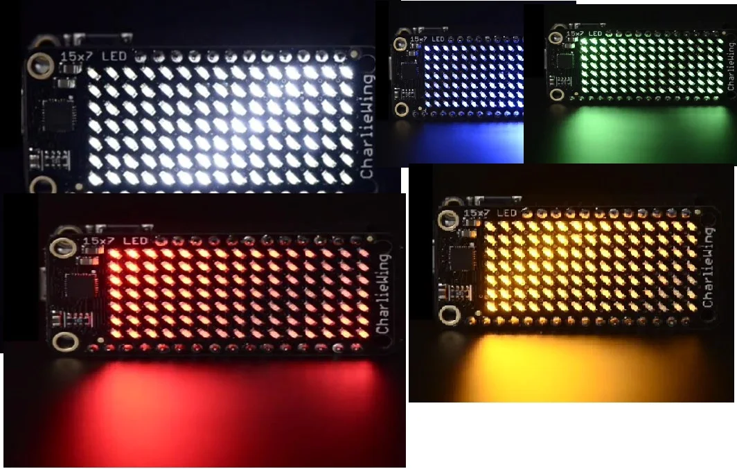 3135 15X7 CharliePlex LED Ma Trận Màn Hình FeatherWing Vàng