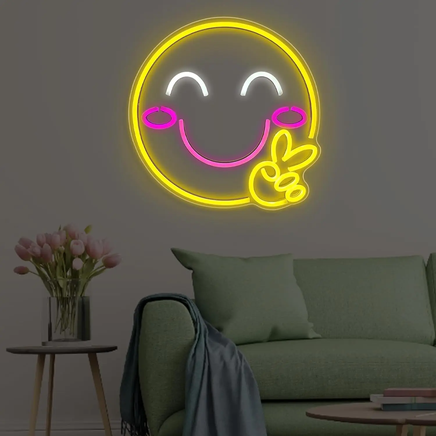 

Smile Face Gesture Neon Sign USB Powered LED Neon Light for Shop Home Dorm Bedroom Party Wall Decor Personzalized Gift