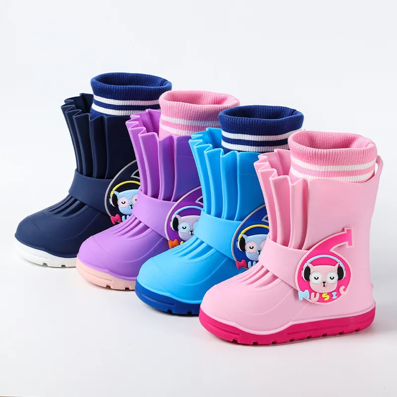 Girls Cute Comfy Rain Boots New Boy Baby Non-Slip Outdoor Shoes Lightweight Stereoscopic Cartoon Leisure Rain Shoes Four Seasons