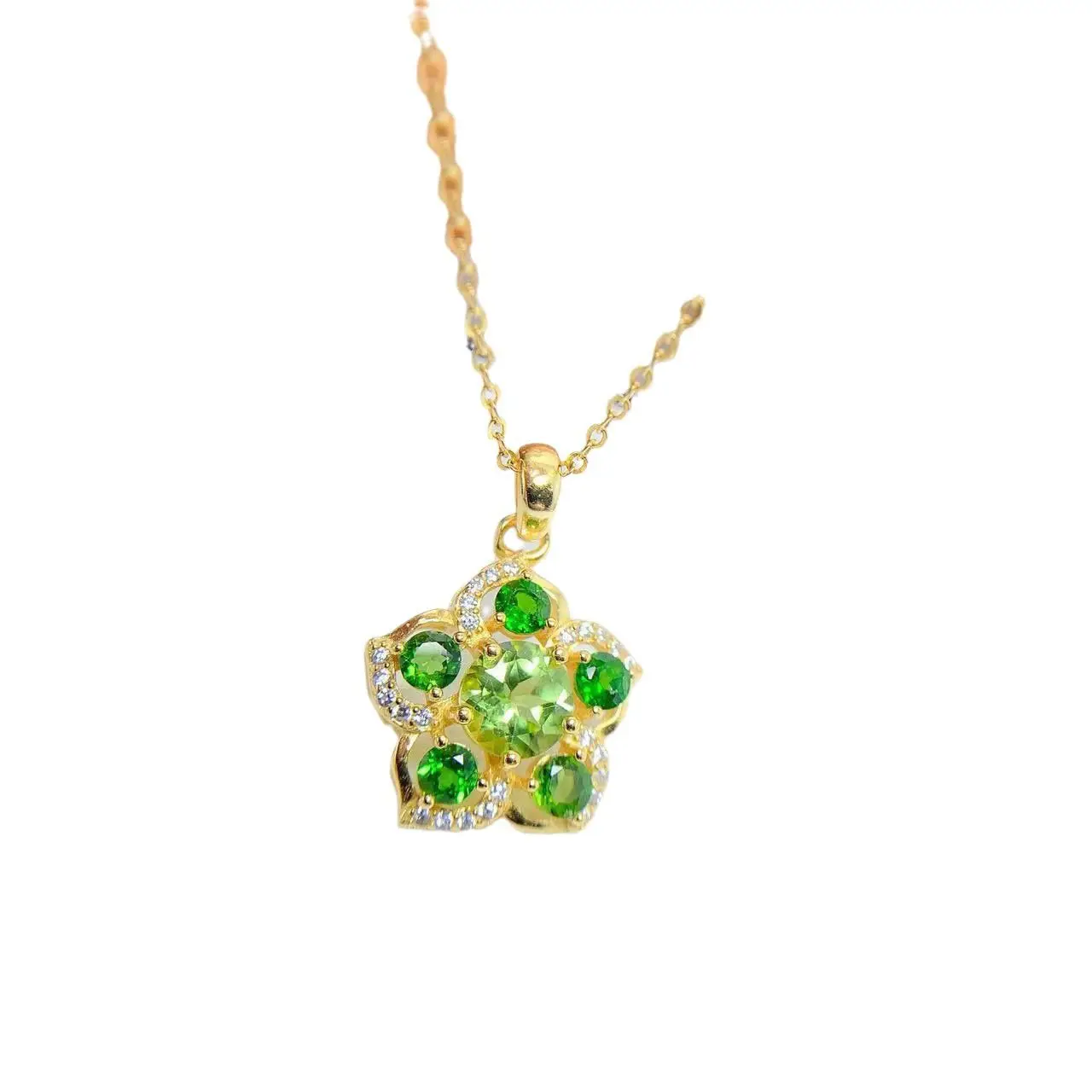 ZECAA Diopside 925 Jewelry Woman Diopside Pendant With Natural Diopside Stone 3*3mm S925 Silver Lady Diopside Pendant Jewelry