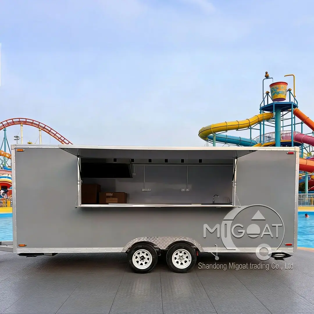 

Double Axle Food Trailer for Sale Mobile Kitchen Food Truck with Serving Window Commercial Catering Trailer for Burger Coffee