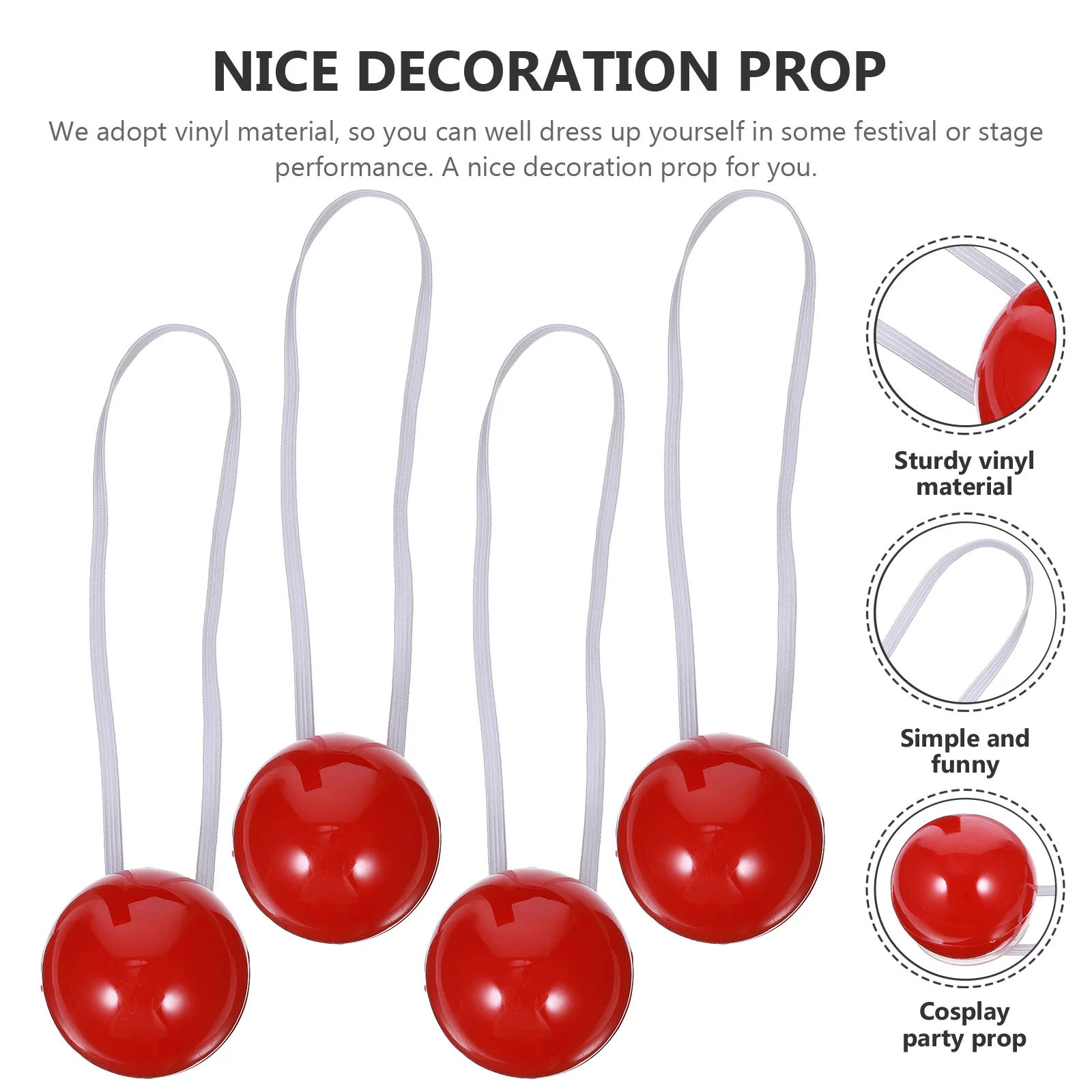 4 pcs Led Glowing Clown Nose Red Vinyl For Adults Halloween Party Cosplay Masquerade Costume Prop Novelty Funny