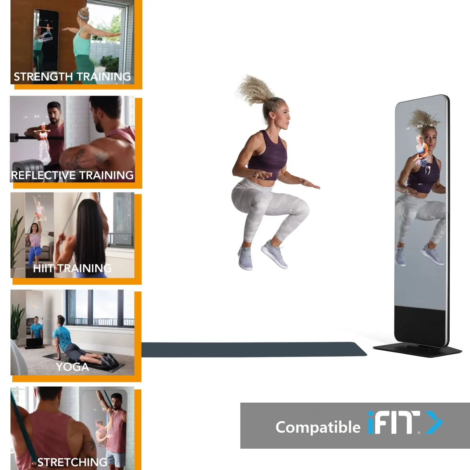 Intelligent Gym Mirror Capacitive Touch Interactive Health Full Body Indoor Sport for Yoga Photo Function