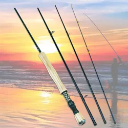 1.98M-2.7M Carbon 4 Sections Fly Fishing Rod LW 7/8 Fast Action Freshwater Fly Rods for Trout Salmon Fishing Portable Sea Pole