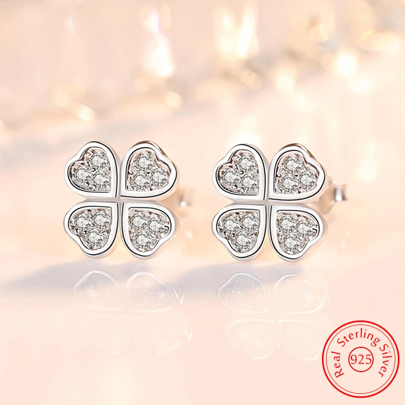 

Pure 925 Sterling Silver Jewelry Crystal Cross Heart Sutd Earrings For Woman Fashion New XY0566