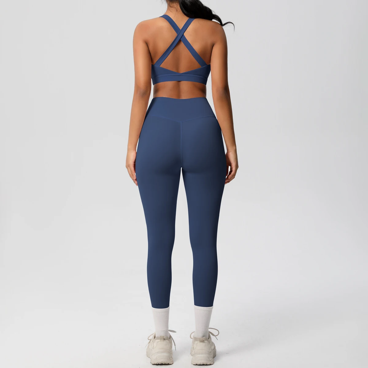 Women 2pcs Patchwork Sport Yoga Suit Training Sleeveless Sport Gym Tops  Tummy Control Slimming Booty Leggings Yoga Suit Sports image 6