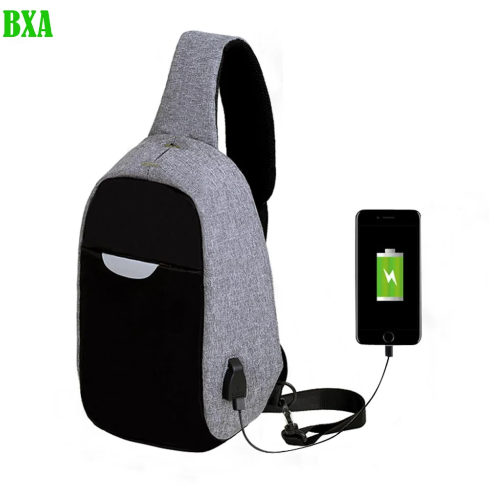 

New Men's External USB Charging Chest Bag Multifunction Single Strap Anti-theft Chest Bag Adjustable Shoulder Strap Waterproof