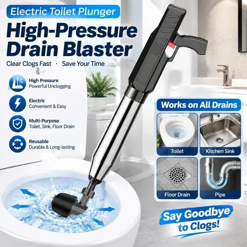 Electric Toilet Clean Pump Tools High-pressure Manual Sewer Air Vent Plunger Blaster Kitchen Floor Drain Toilet Blockage Special