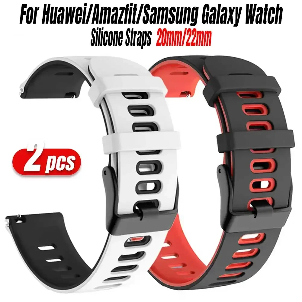 20 mm 22 mm zweifarbiges Silikonarmband für Huawei Watch GT, Amazfit GTS, Polar Unite/Grit X, Garmin, Samsung Gear Smartwatch-Zubehör