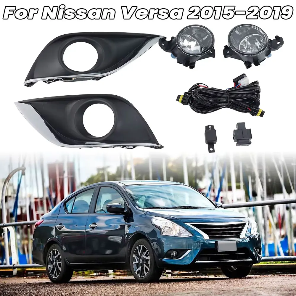 Fog Light For Nissan Sunny VERSA Sedan ALMERA N17 2015 2016 2017 2018 2019 foglamp headlight fog lights cover frame halogen bulb