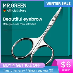 MR.GREEN-Tijeras profesionales de acero inoxidable para cejas, cortador de cutículas, cuchilla curva, manicura, removedor de pelo