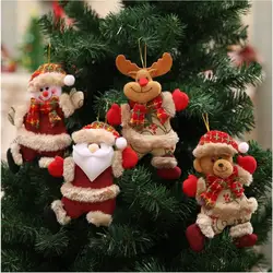 4Pcs Christmas Ornaments Gift Santa Claus Snowman Tree Toy Doll Hang Decorations