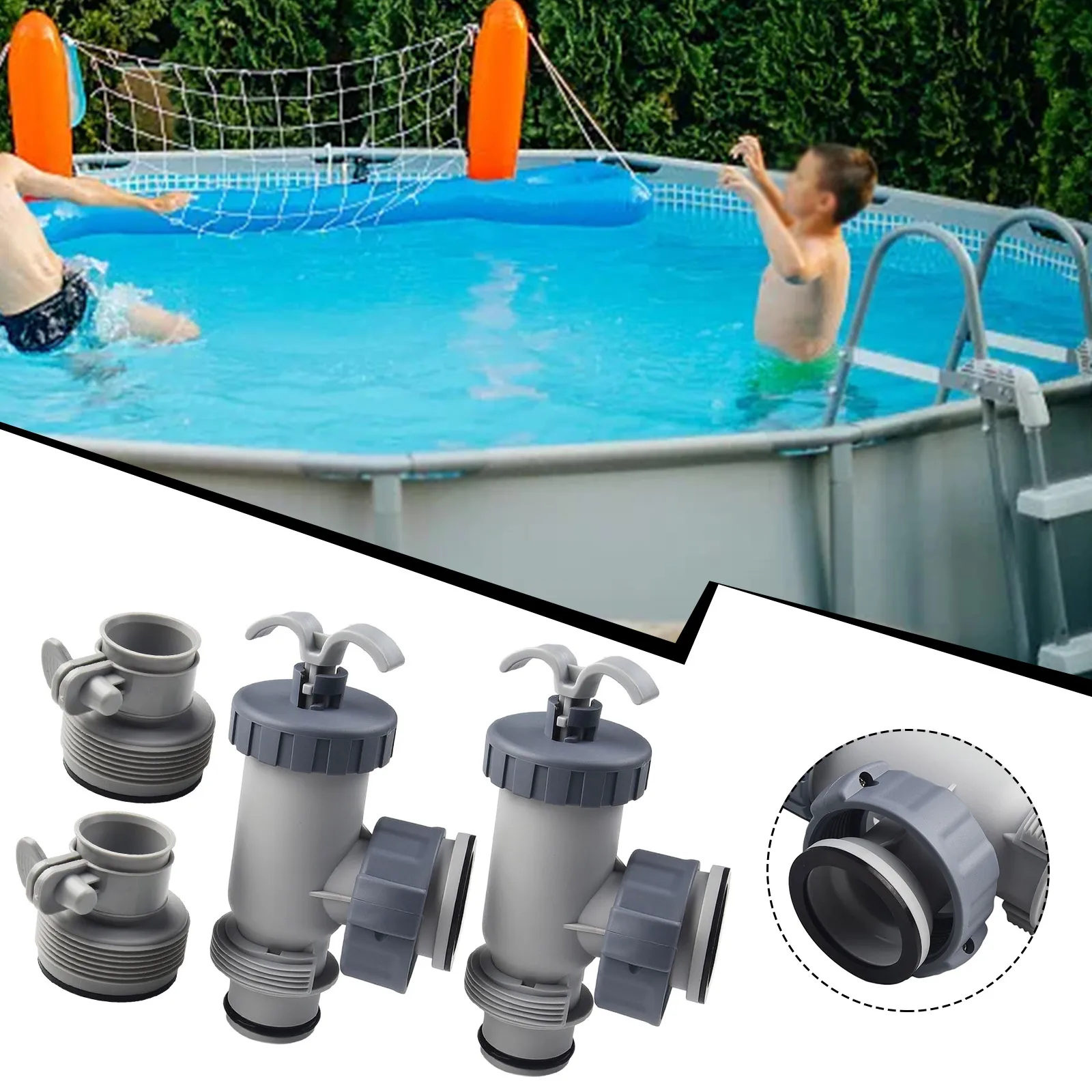 

Durable and Weather resistant For Intex Plunger Valves Gaskets & Nuts + Hose Adapters for Easy Pool Maintenance