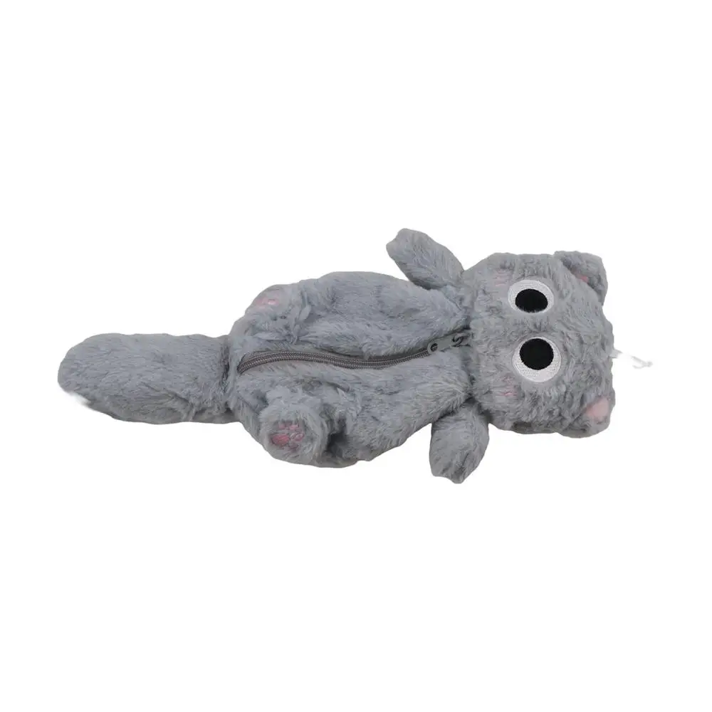 Cute Gray Furry Kitten Pencil Case High-value Desktop Large-capacity Student Stationery Pencil Case Large-capacity Pencil Case