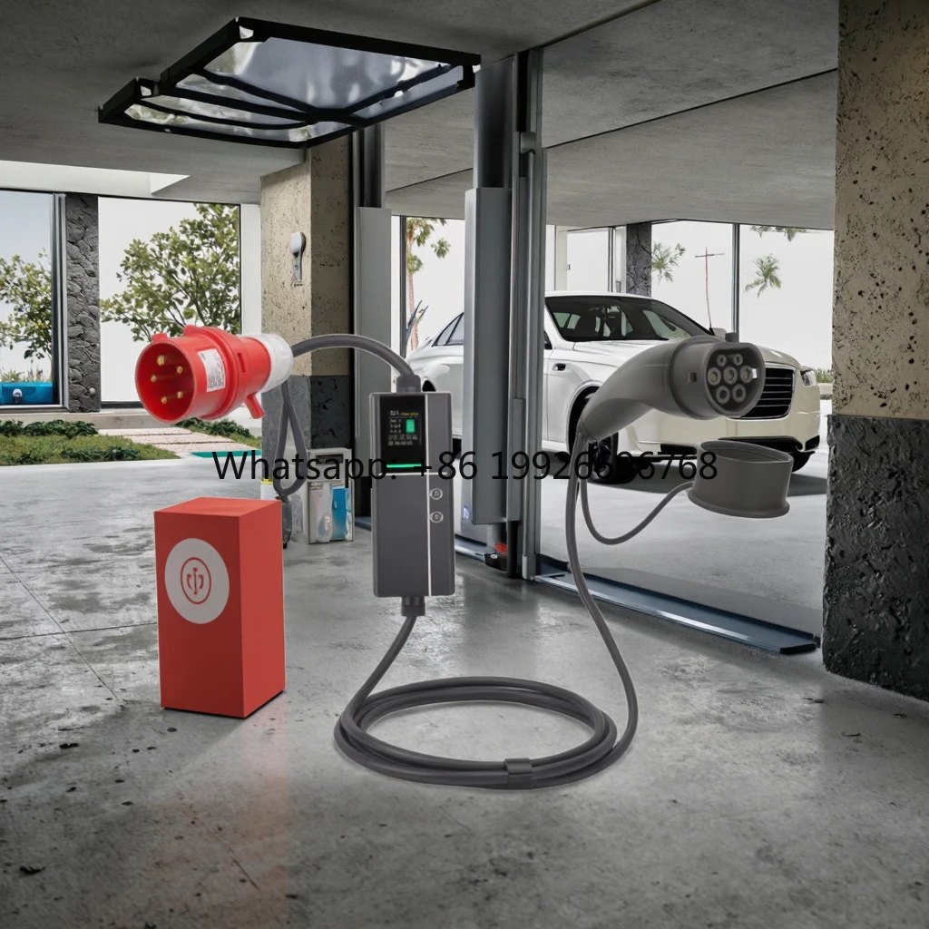 

Новое портативное зарядное устройство для электромобилей JET 22 кВт, 62196 Type2, 32А с красной вилкой CEE и приложением Tuya