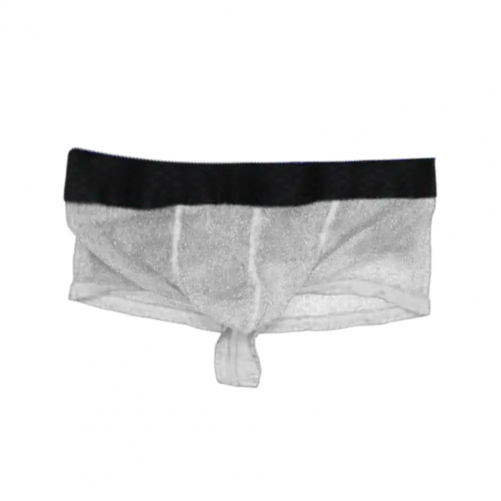 Men Boxer Briefs Underwear Low-rise Perspective Thin Shorts Panties Patchwork Color U-convex Wide Waistband Underwear 90