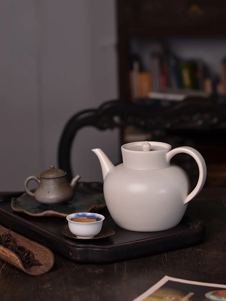 

Chengzhu Cerc Tea Pot White Clay Handmade Tea Brewing Water Boiling Pot Heat Resistant Dry Burn Proof for Tea ing