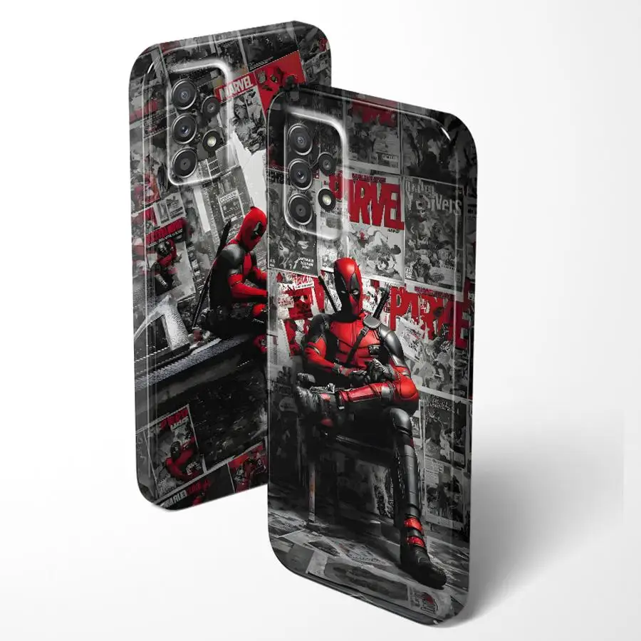 Чехол Marvel Newspaper Deadpool для Samsung Galaxy A35 A15 A14 A13 A73 A34 A31 A25 A32 A24 A23 A71 A33 Жесткий чехол для телефона