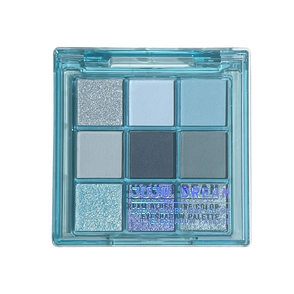Palette di ombretti blu a 9 colori, tonalità luccicanti perlescenti opache, impermeabili, resistenti al sudore, a lunga durata, facile miscelazione, unisex