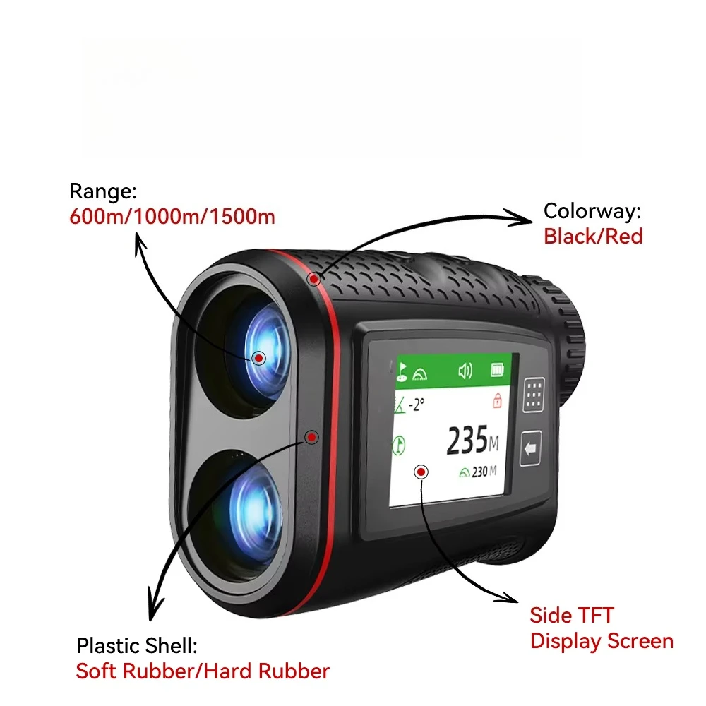 Golf  Rangefinder 1000m Golf Flagpole Lock, Slope Mode, Magnetic USB Rechargeable, External Screen, Voice Broadcast view 3