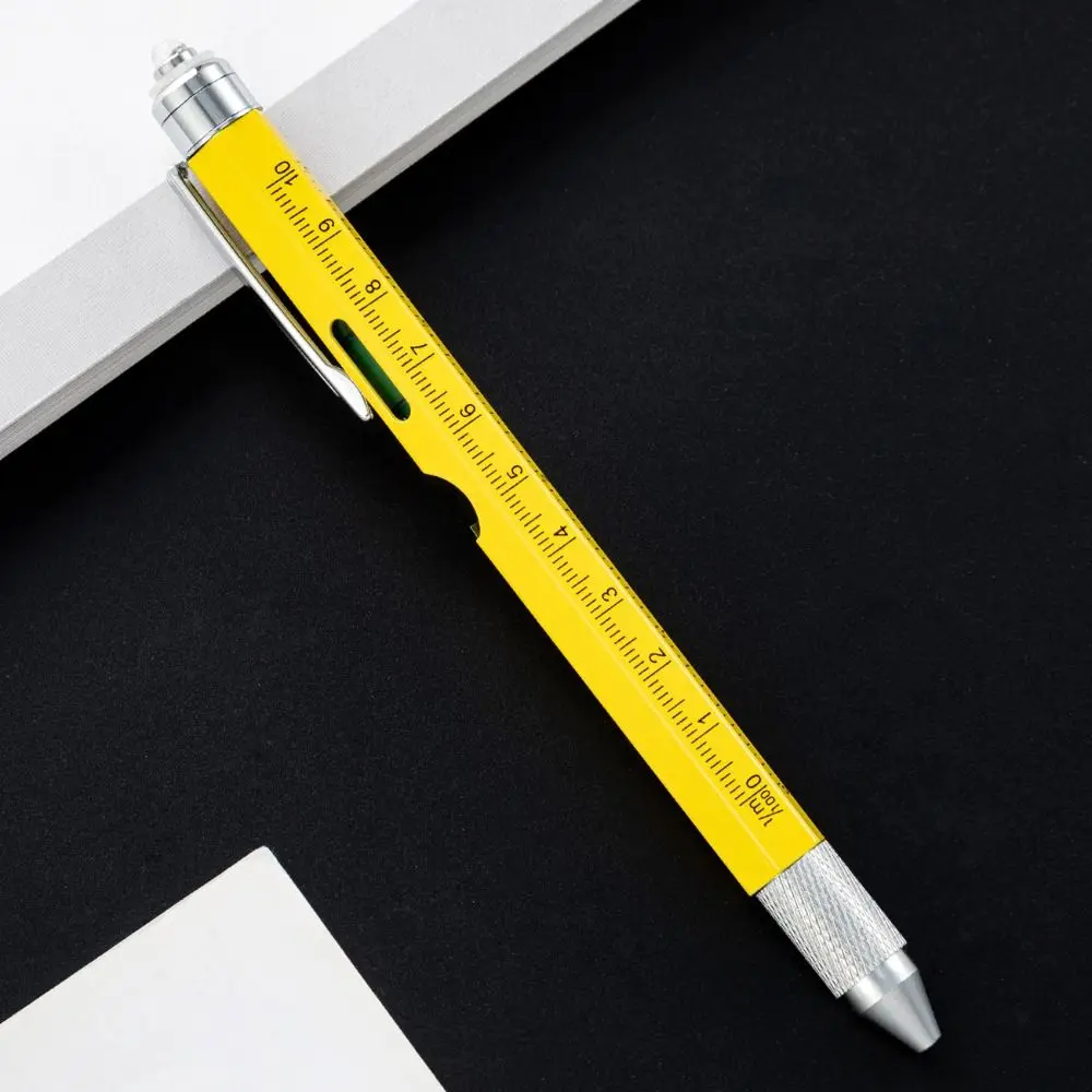 9 in 1 Multi-function Tool Pen Portable Detachable Ballpoint Pen LED Light Professional Measure Technical Ruler Hand Tools