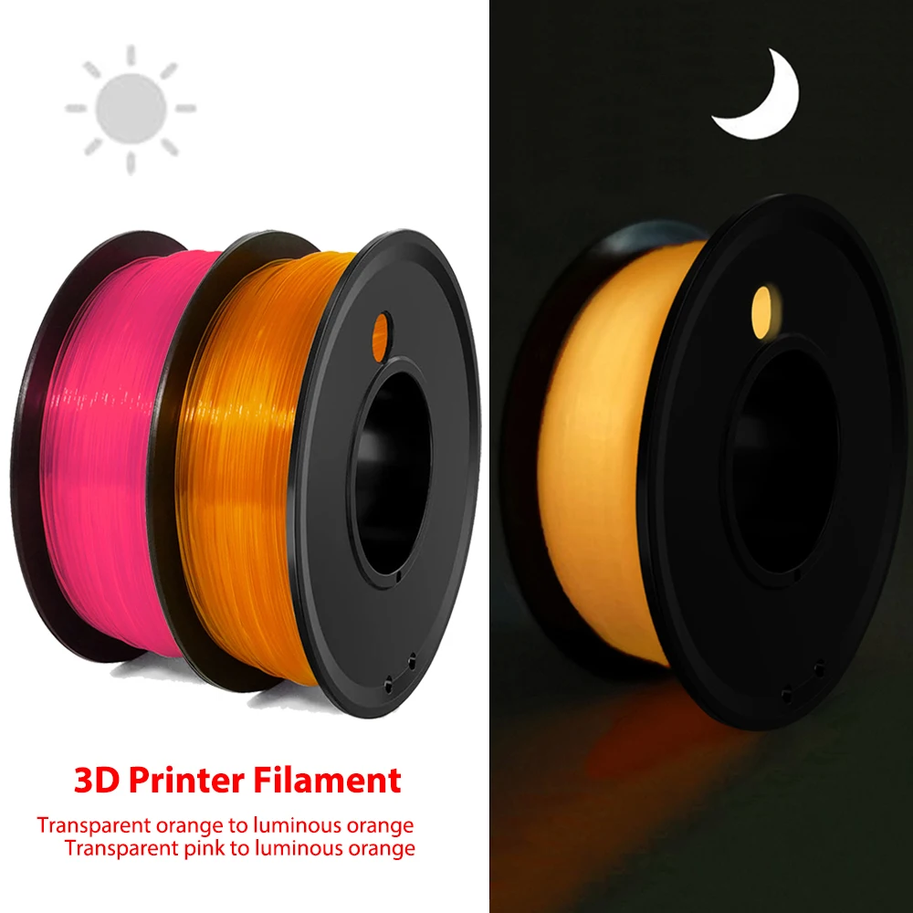 1Kg 3D Printer Filament PETG Transparent pink to Night Glow orange petg Consumables Material 250g 500g for 3D Printer 1.75mm