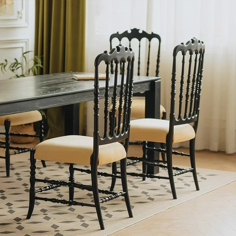 HYS dining chair home retro premium soft bag back chair medium antique solid wood dining table and chairs